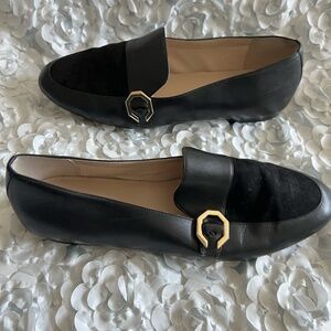 Cole Haan Teresa Black Leather Suede Loafer W11